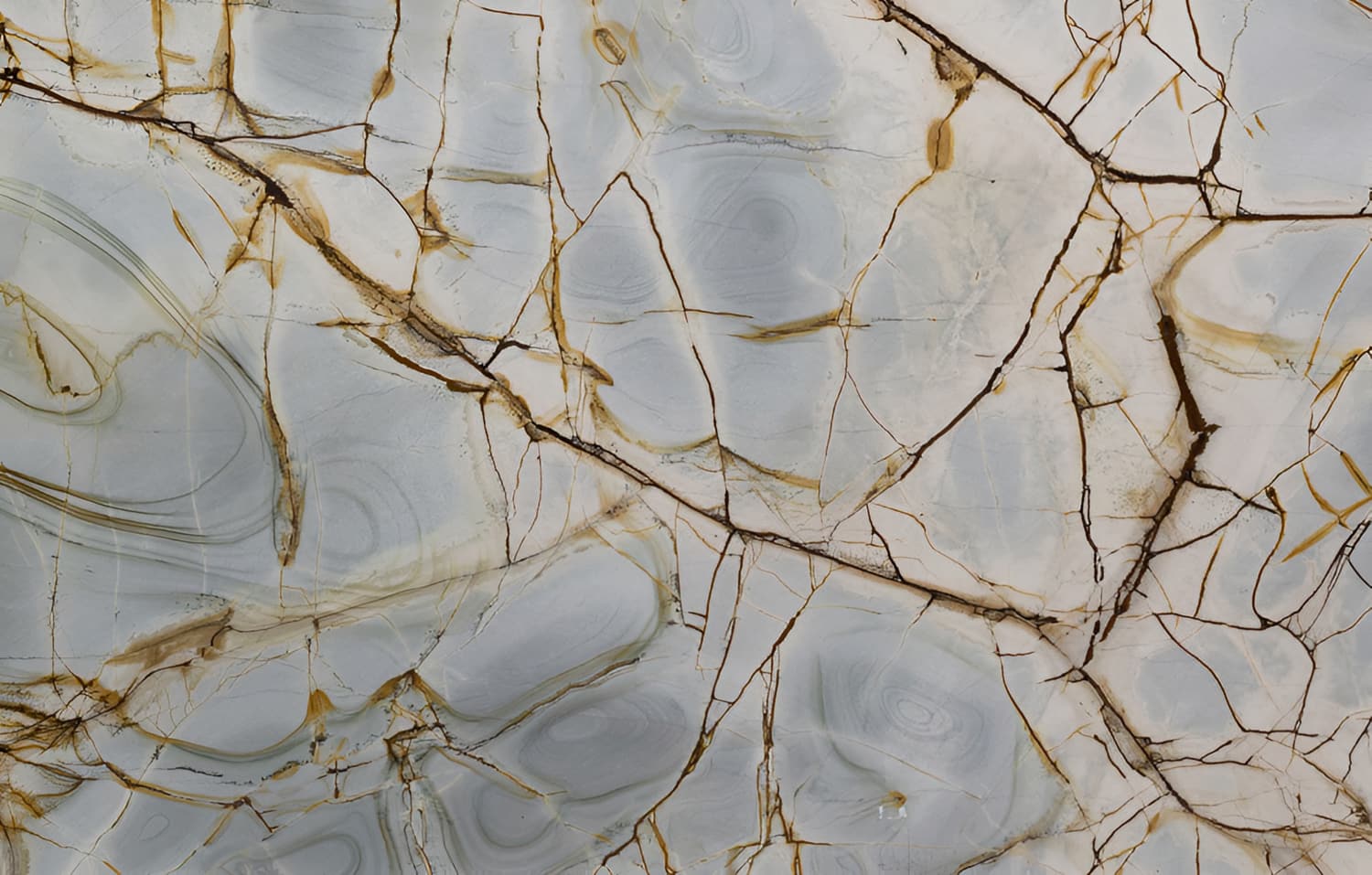Blue Roma quartzite with pale blue fields and bronze veins